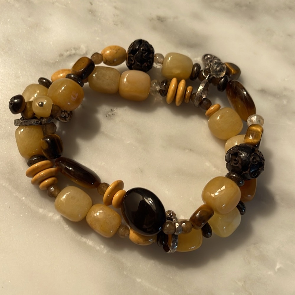 Silpada 925 Sterling Silver Yellow Serpentine Stretch Bracelet - Picture 3 of 3